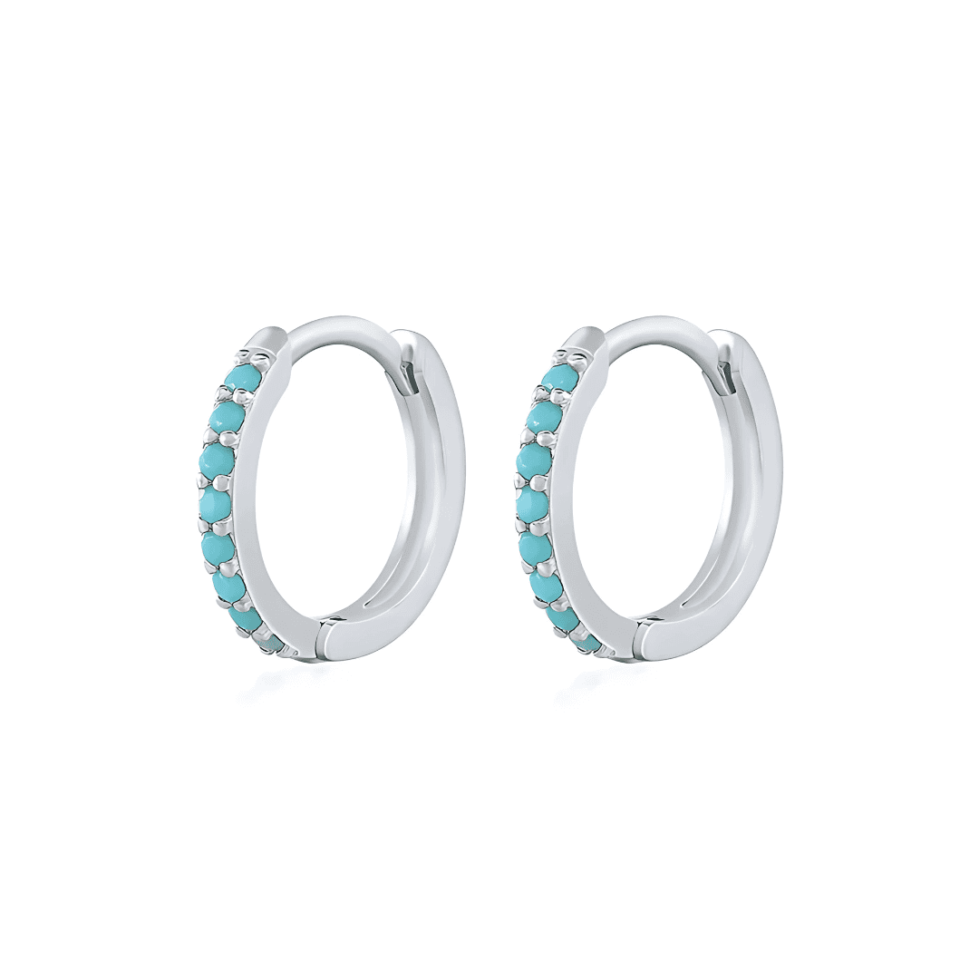 Argent + Pierre Turquoise / 9mm