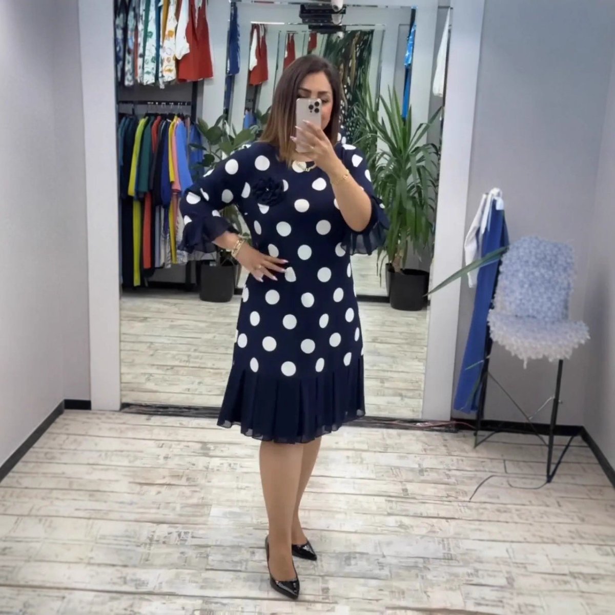 Blanc à pois / 5XL
