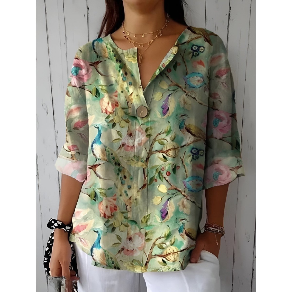 Vert doux fleuri / 3XL