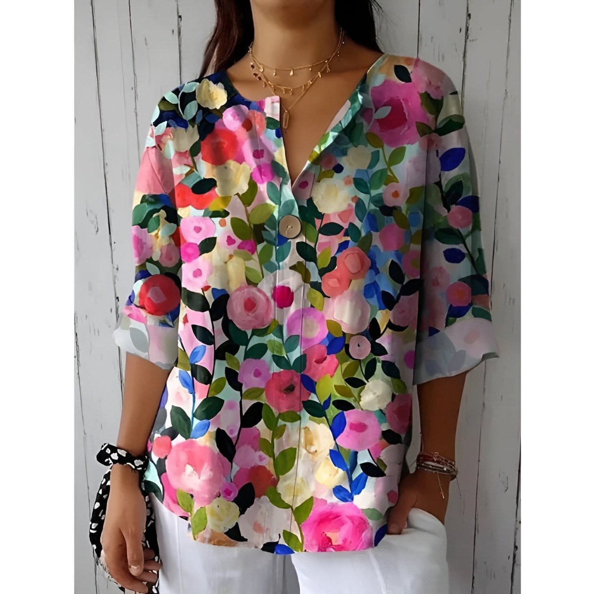 Fuchsia fleuri/noir / 3XL