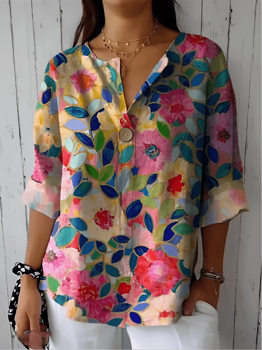 Fleuri rose/marine / 3XL