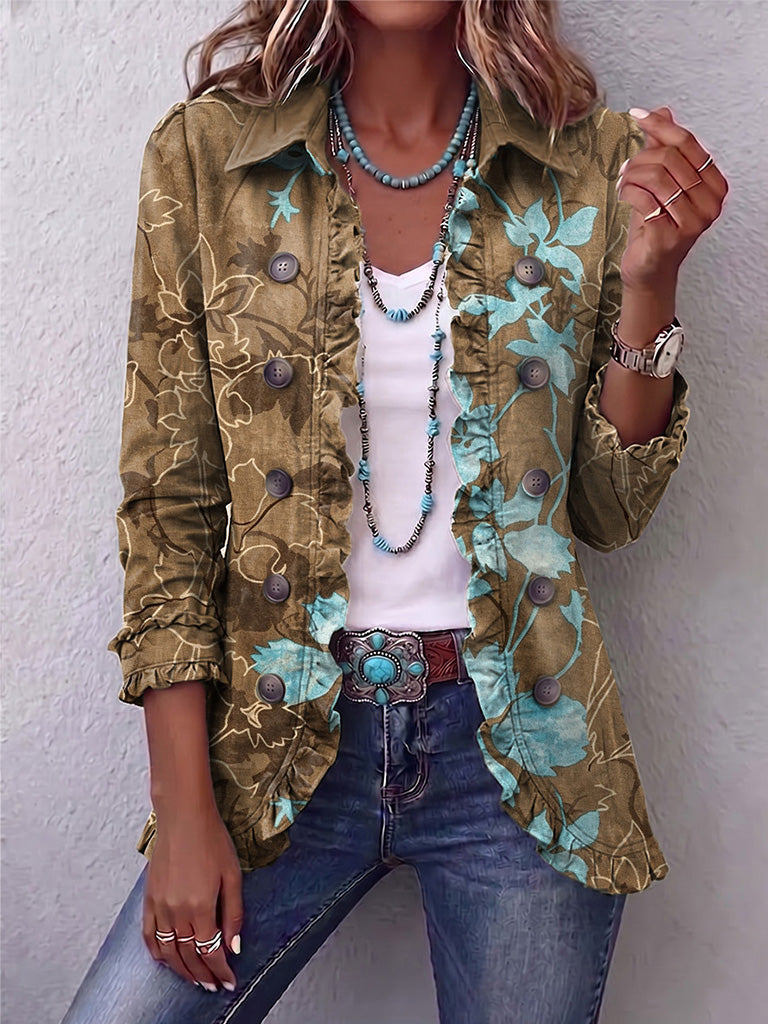 Floral olive & turquoise / 3XL
